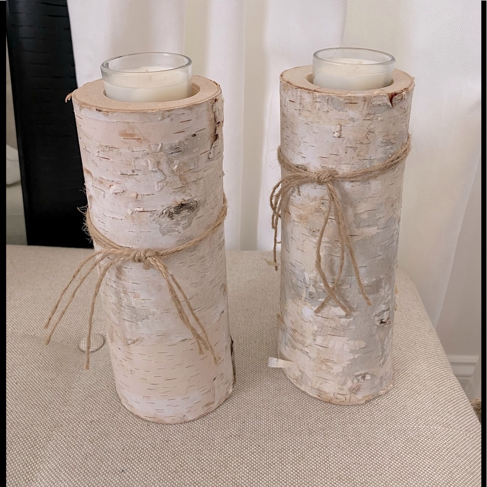 Wood candle holders